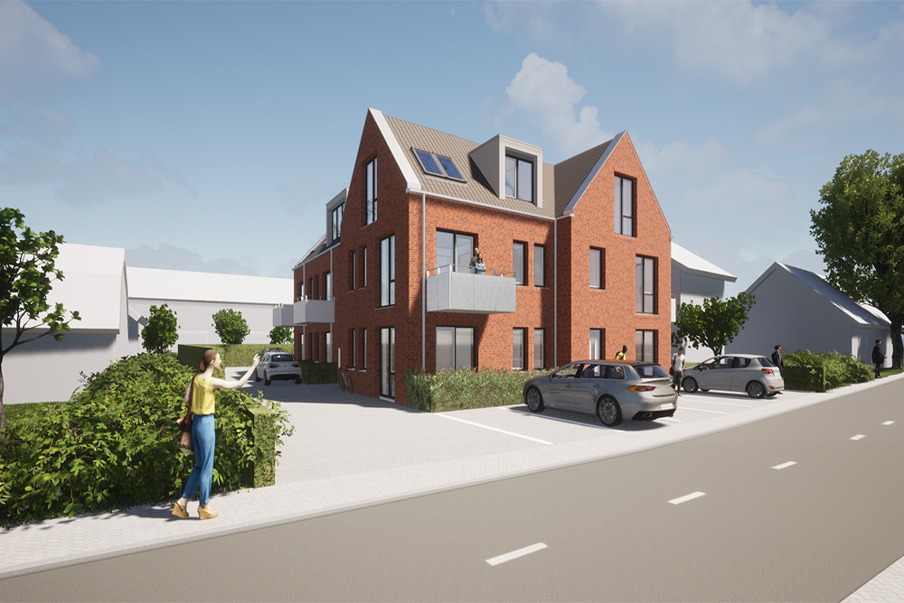 Render van het toekomstige appartementencomplex: Sloop voltooid en start bouw nieuwbouw appartementen Eiteren IJsselstein