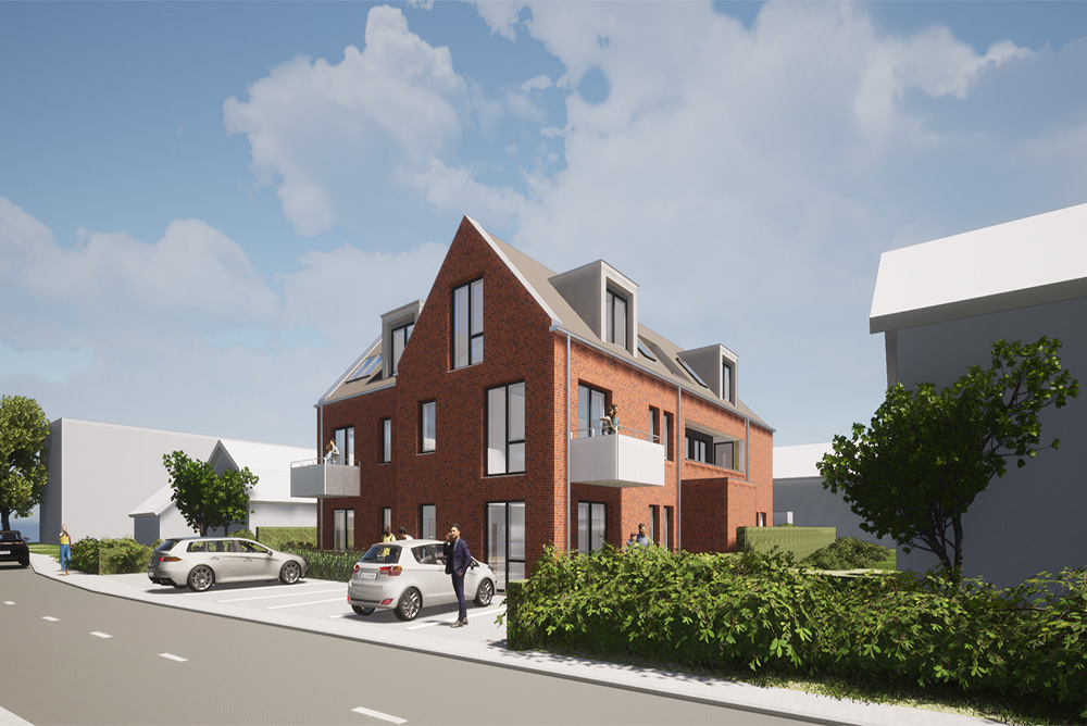 Render van het toekomstige appartementencomplex: Sloop voltooid en start bouw nieuwbouw appartementen Eiteren IJsselstein